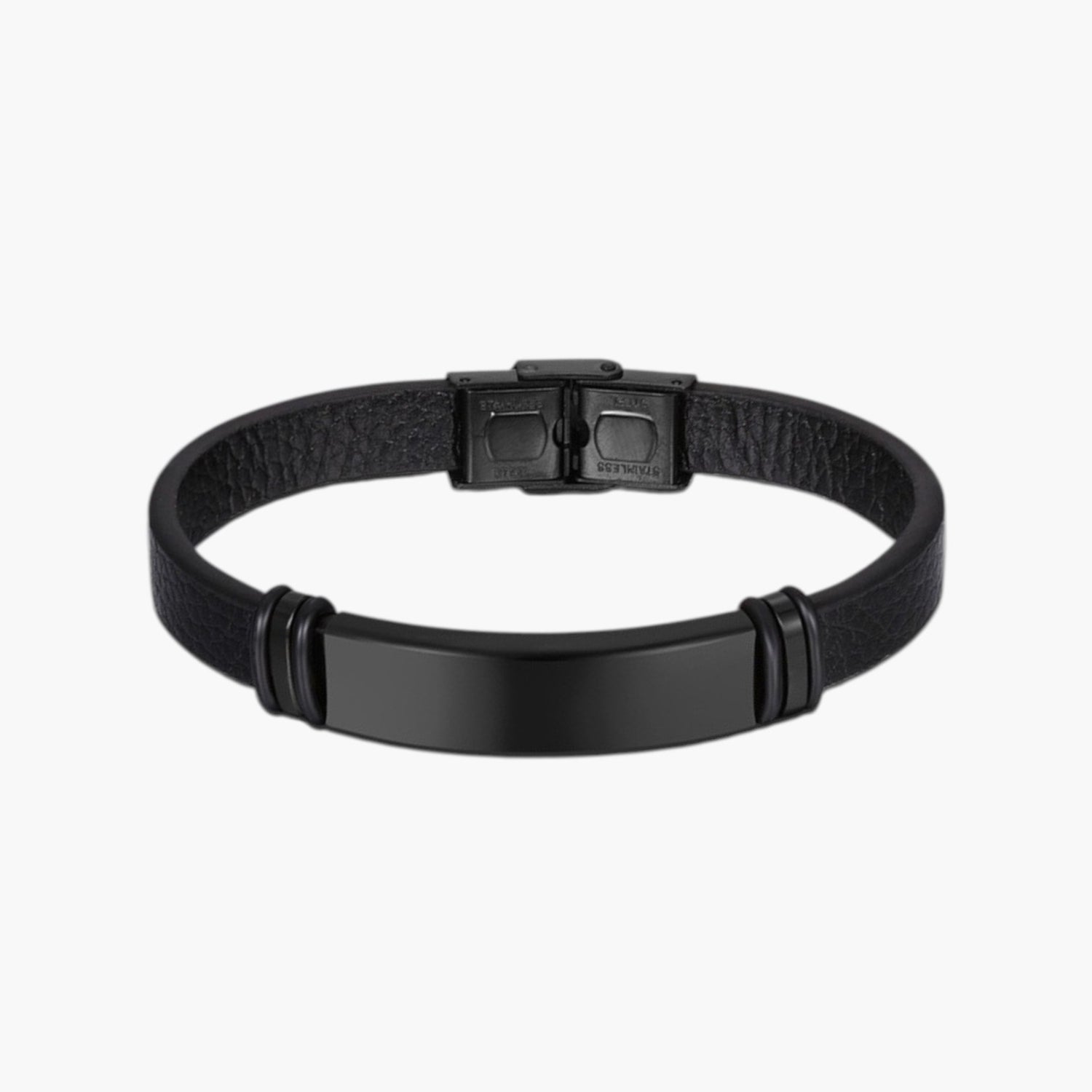 Pulseira de Couro e Aço Inoxidável