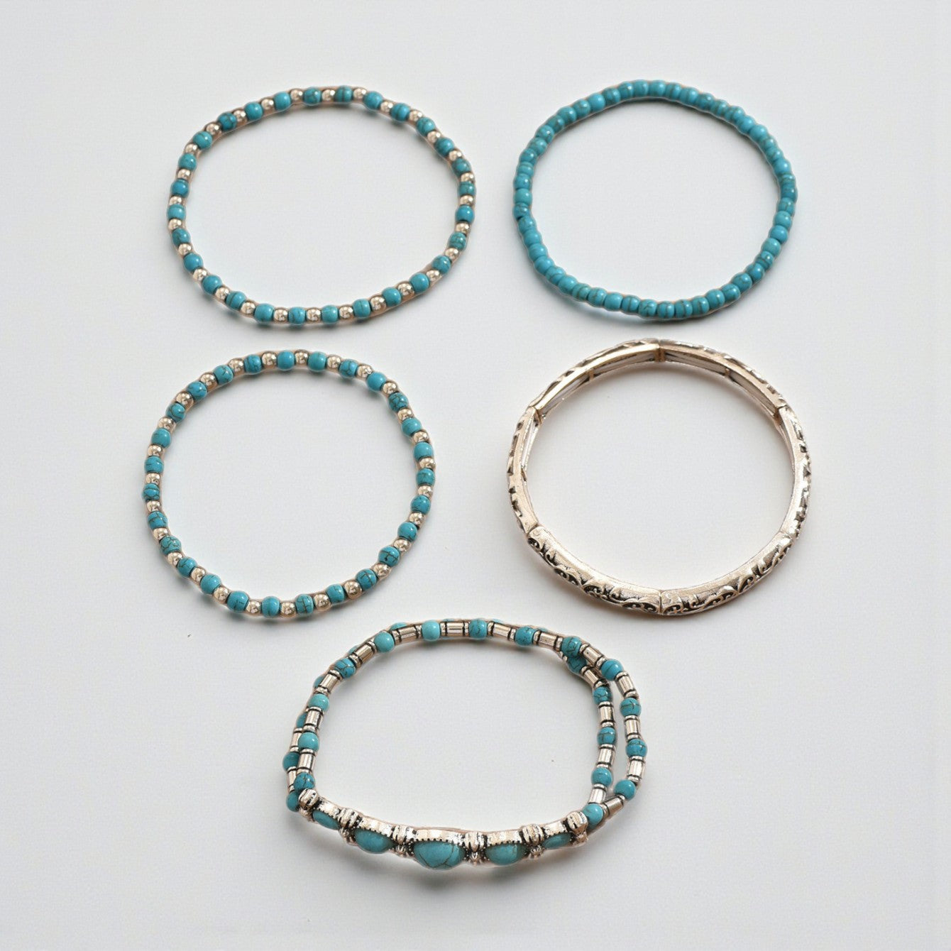 Conjunto de Pulseiras Turquesa Vintage