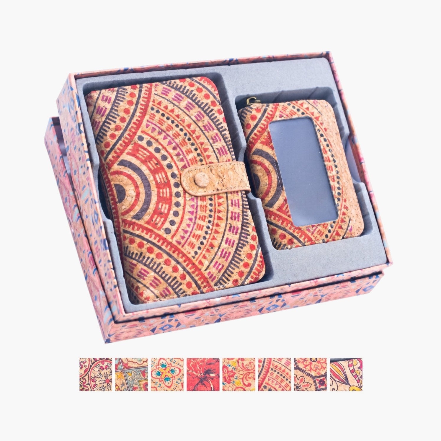Conjunto de Carteiras em Cortiça Natural com Caixa de Oferta