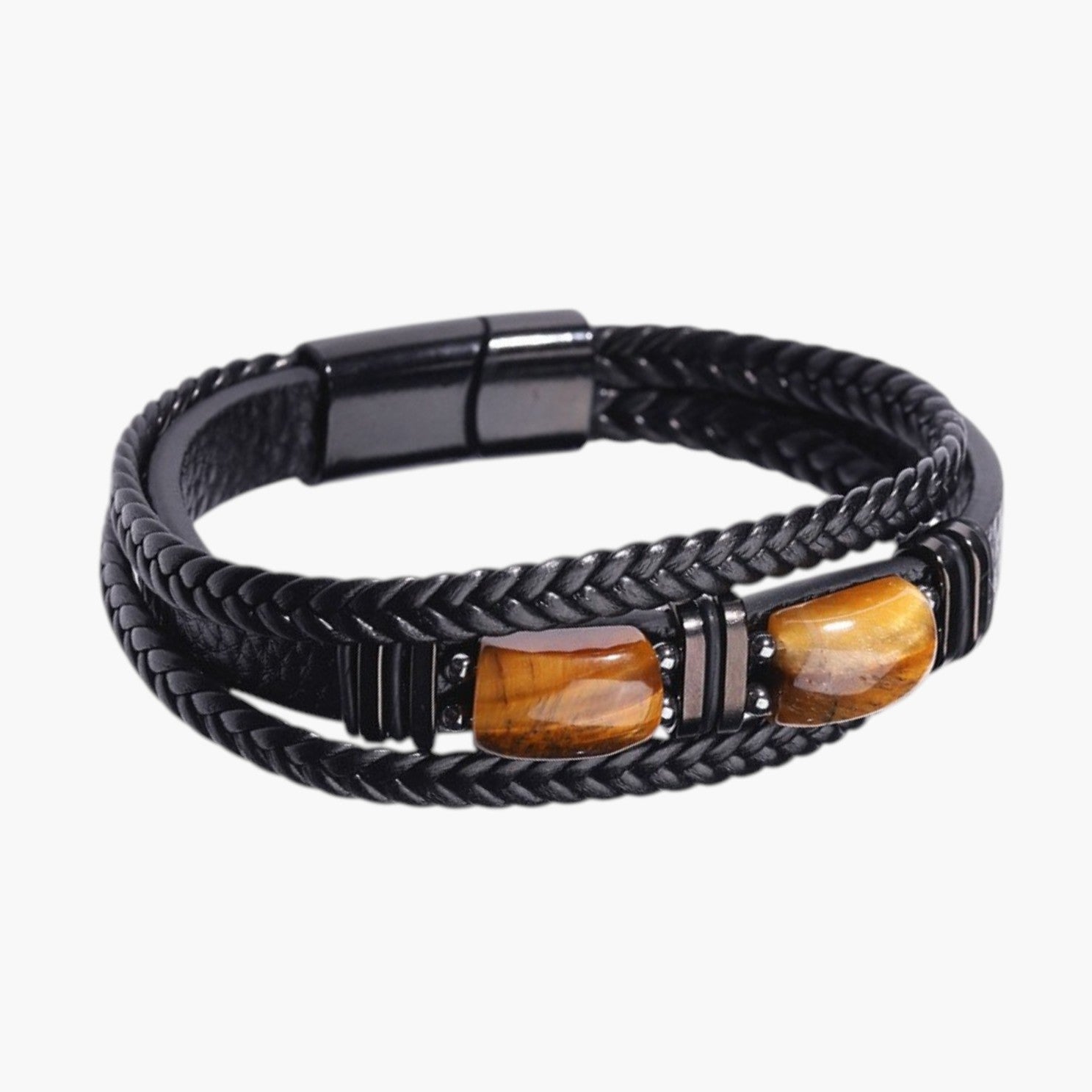 Pulseira em Couro com Pedra Natural