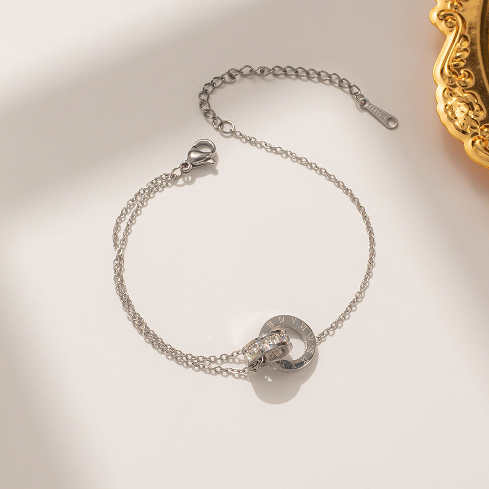 Pulseira Numeração Romana em Aço Titânio