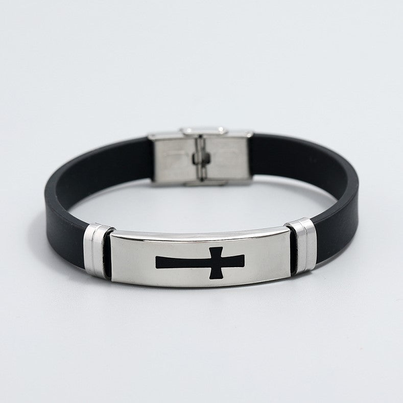 Pulseira de Couro e Aço Inoxidável