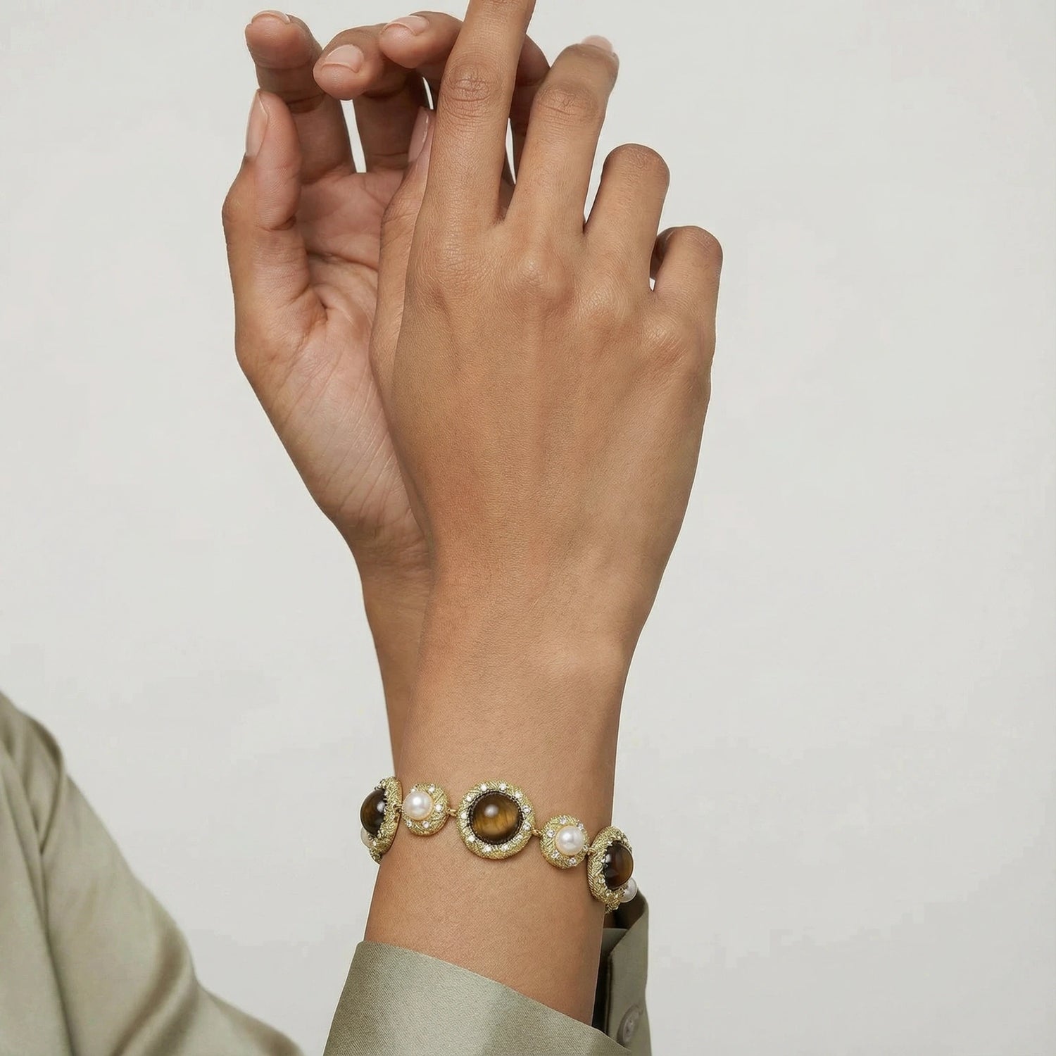 Pulseira Sabedoria de Olho de Tigre e Pérola