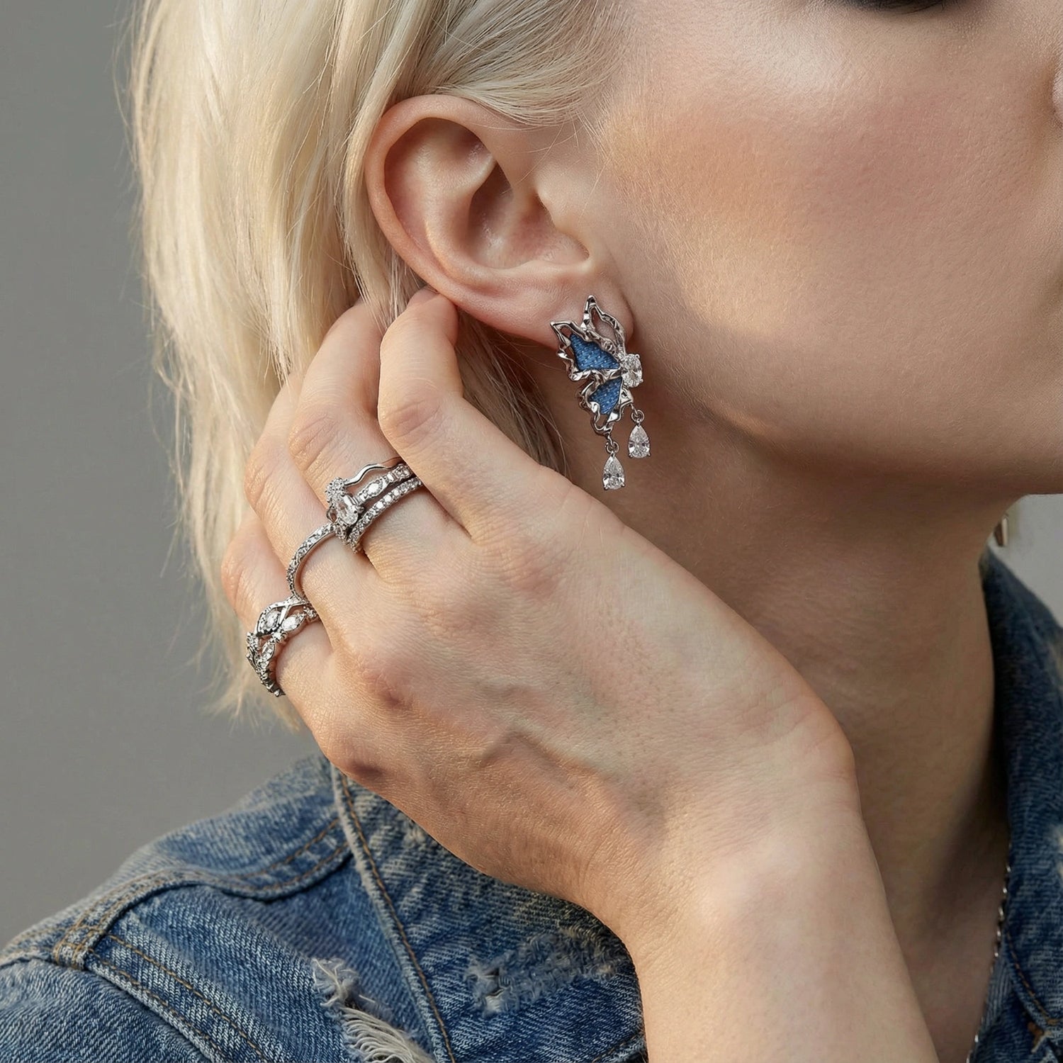 Brincos Borboleta Denim Dreams