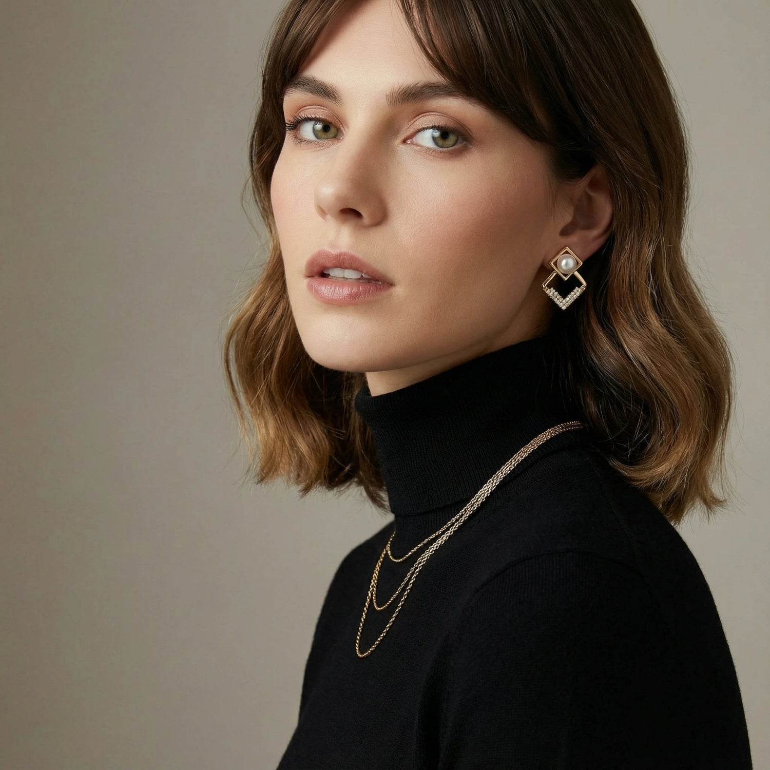 Brincos Geometria com Pérola