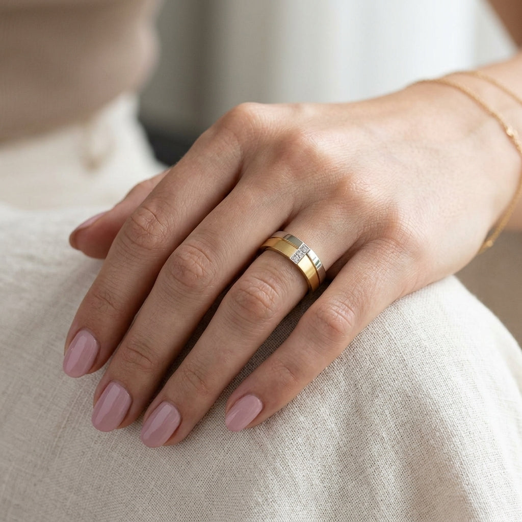 Two-Tone Stainless Steel Couple Ring