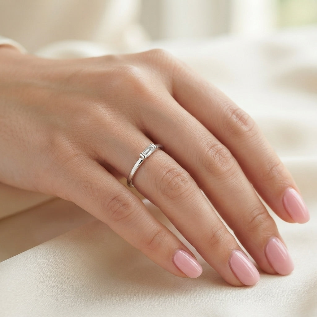 Minimalist Baguette Cubic Zirconia Ring