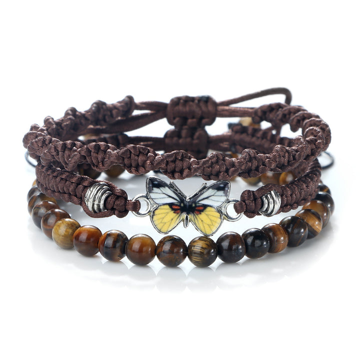 Conjunto de 3 Pulseiras em Corda e Pedra Natural