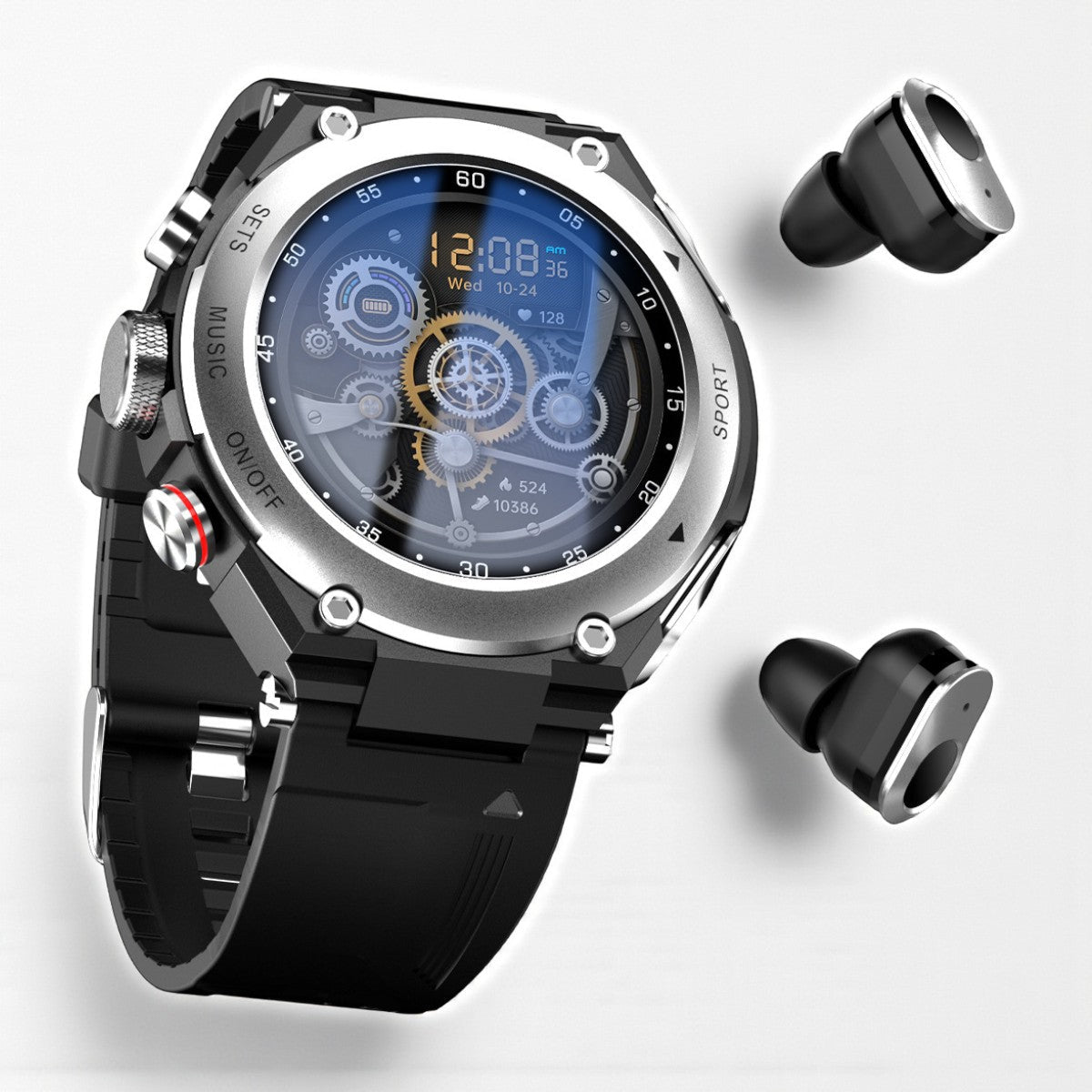 Smartwatch Bluetooth Headset 3 em 1 - Chamadas, Música e Monitorização de Saúde