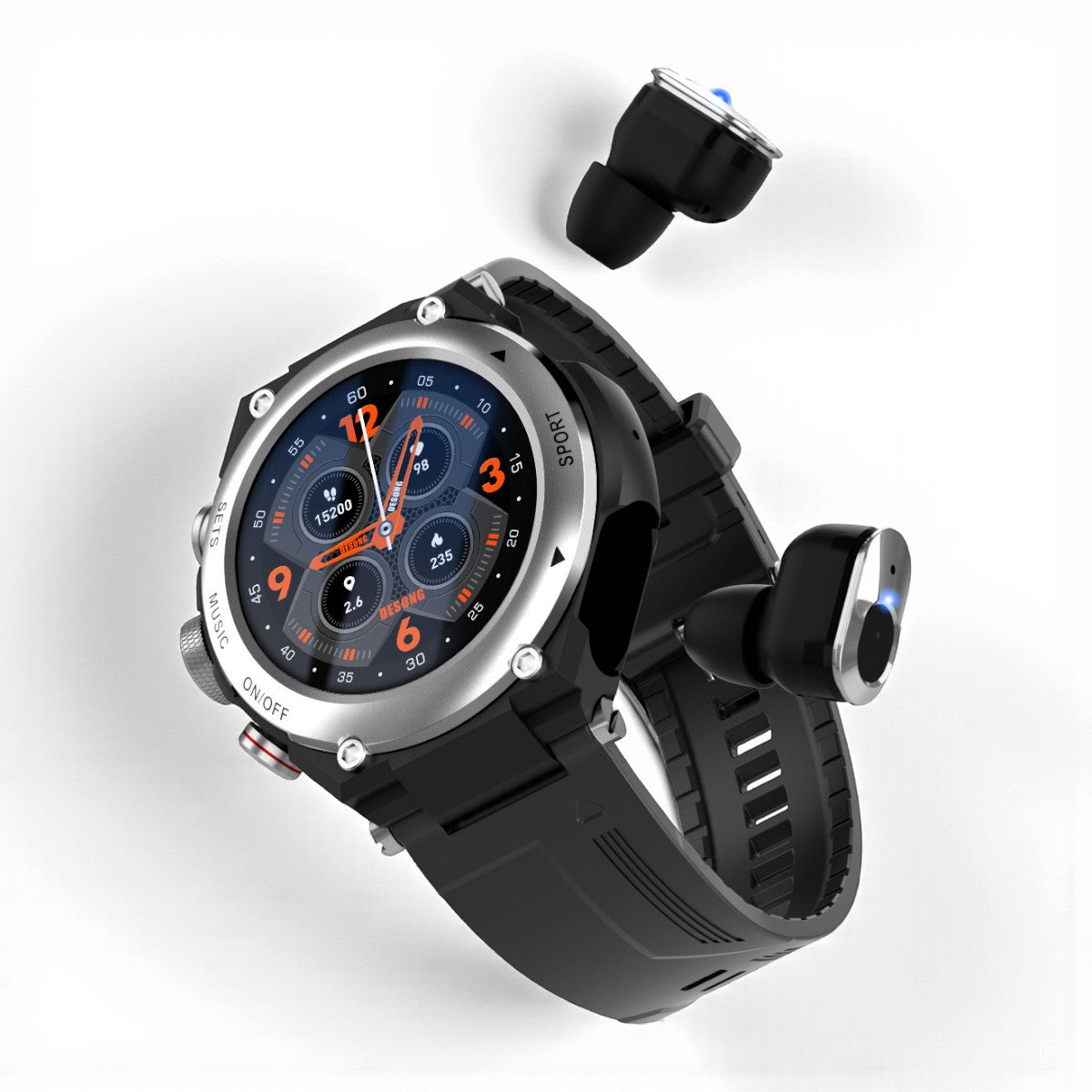 Smartwatch Bluetooth Headset 3 em 1 - Chamadas, Música e Monitorização de Saúde