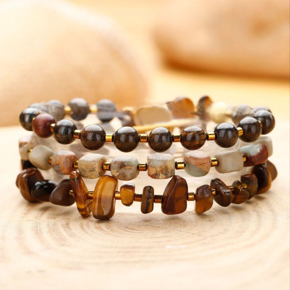 Colar e Pulseira 2 em 1 em Pedra Natural