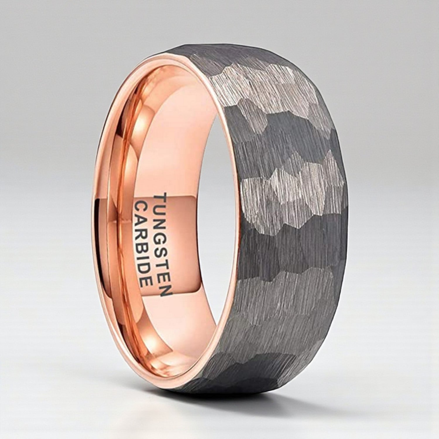 Anel Facetado em Aço de Tungsténio