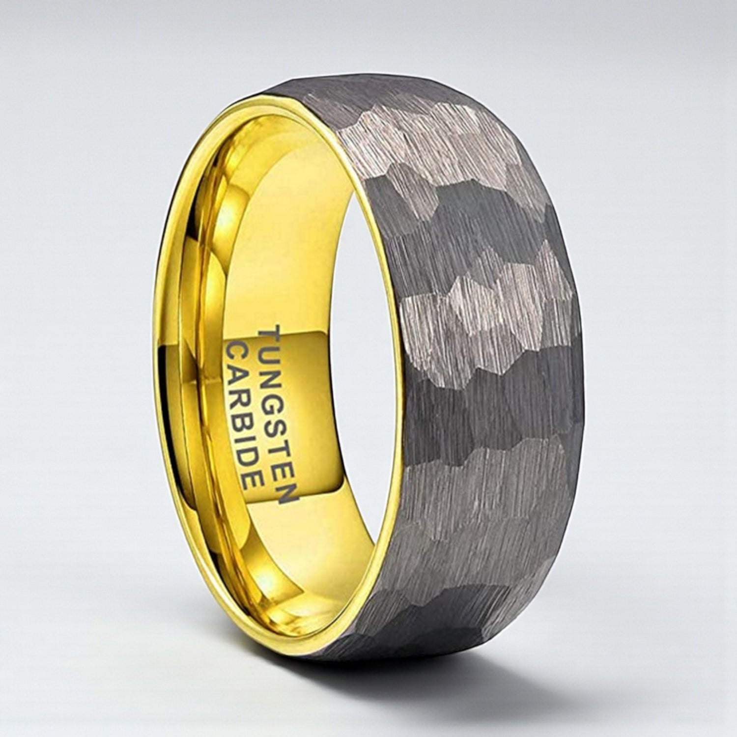 Anel Facetado em Aço de Tungsténio