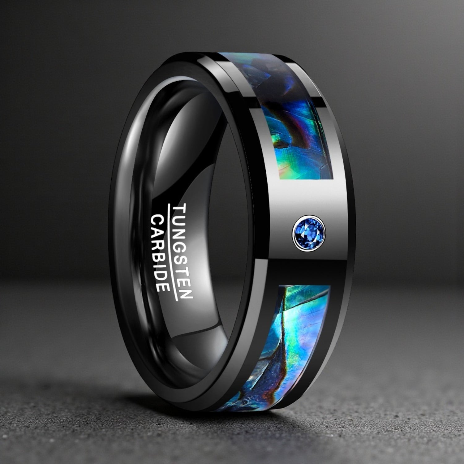 Anel em Aço de Tungsténio com Zircónia