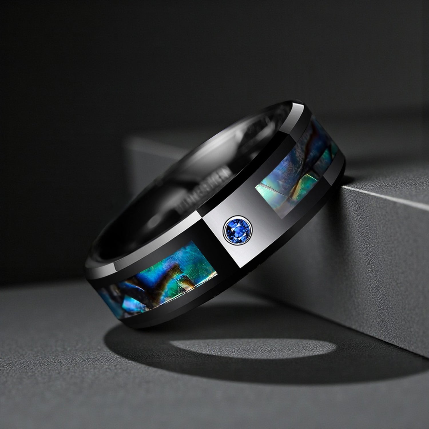 Anel em Aço de Tungsténio com Zircónia