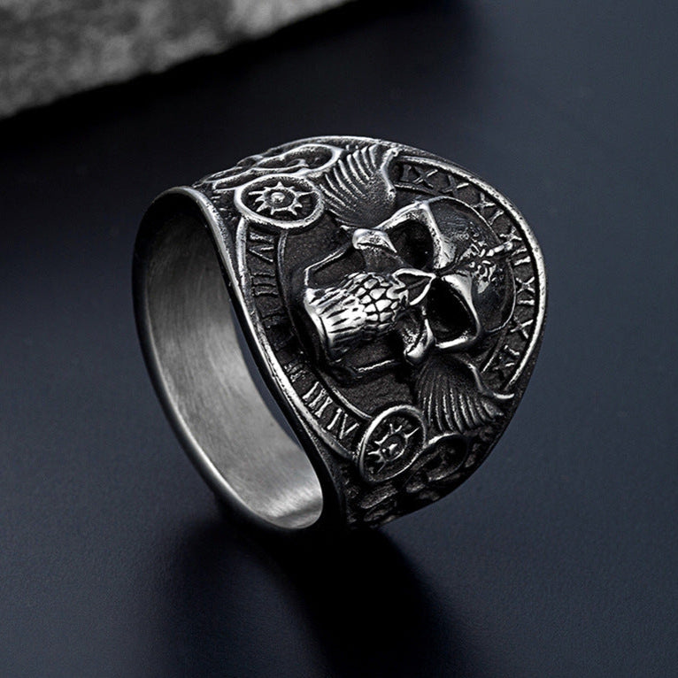 Anel Skull em Aço Inoxidável 316L
