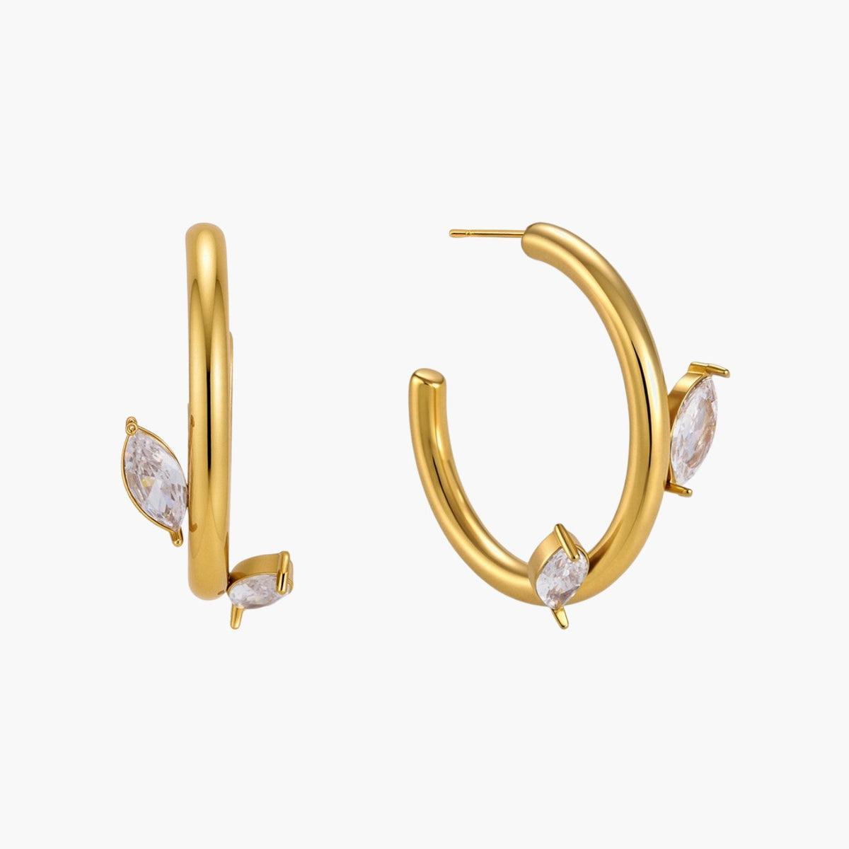 Pendientes en forma de C de circonita de acero inoxidable, joyería de lujo ligero de alta gama para mujer, acero de titanio que no se desvanece, venta al por mayor transfronteriza