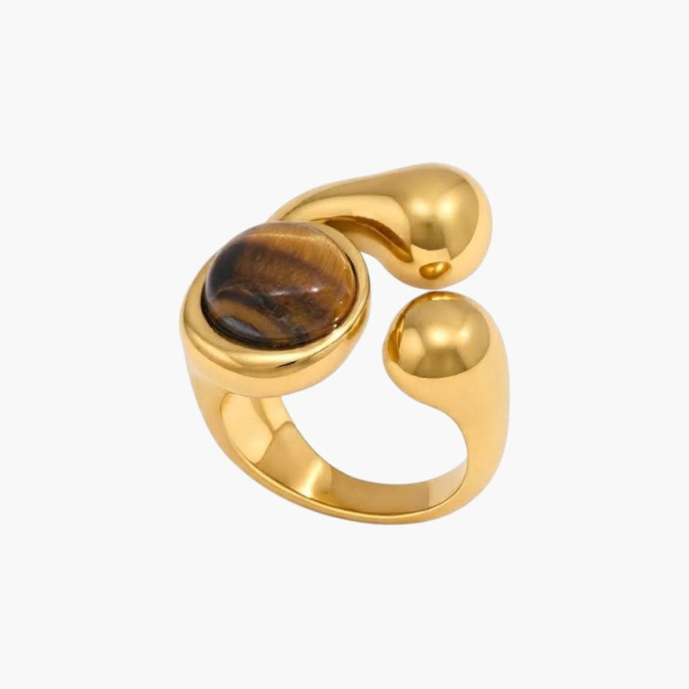 Anillo Statement de Acero Inoxidable con Piedras Semipreciosas