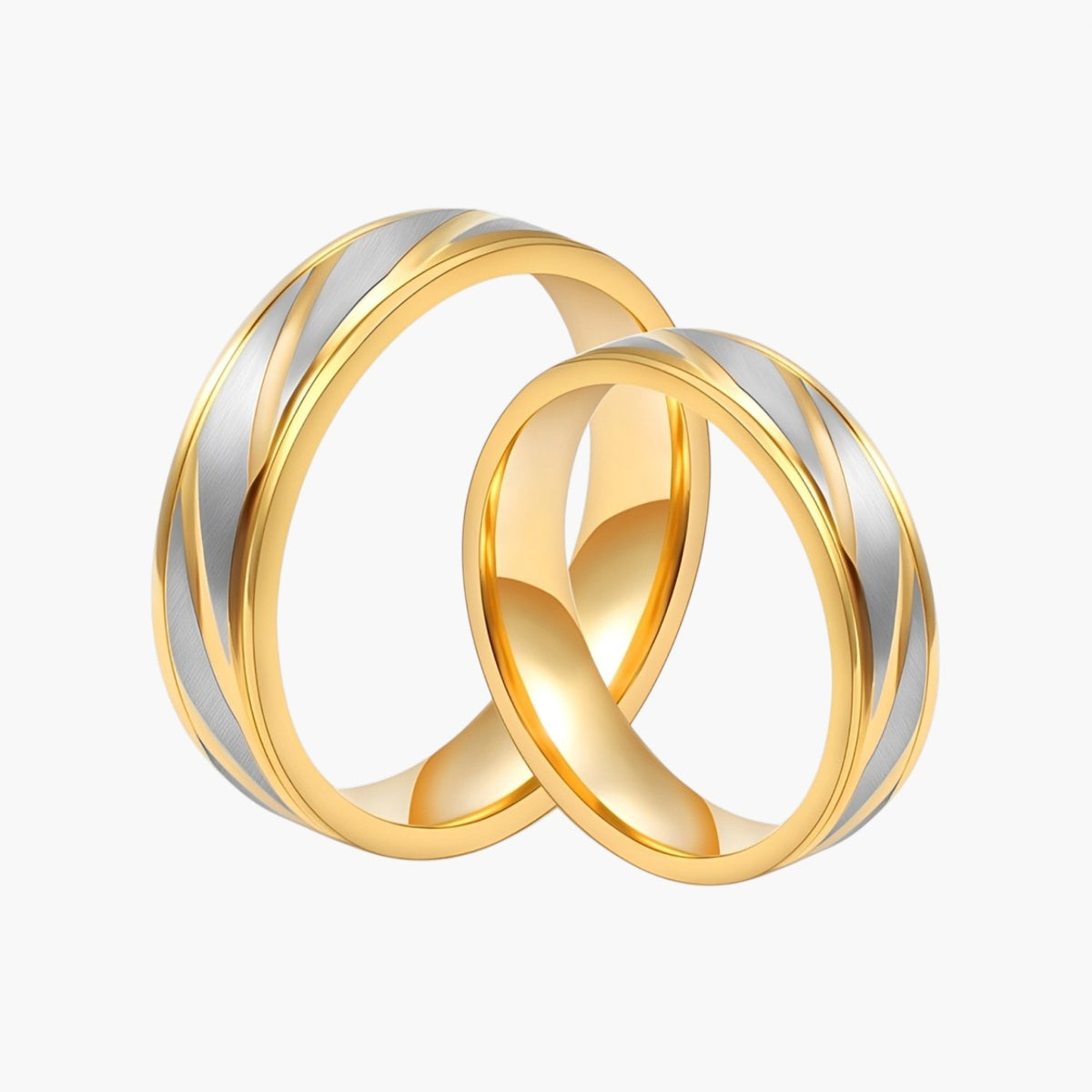 Two-Tone Stainless Steel Couple Ring