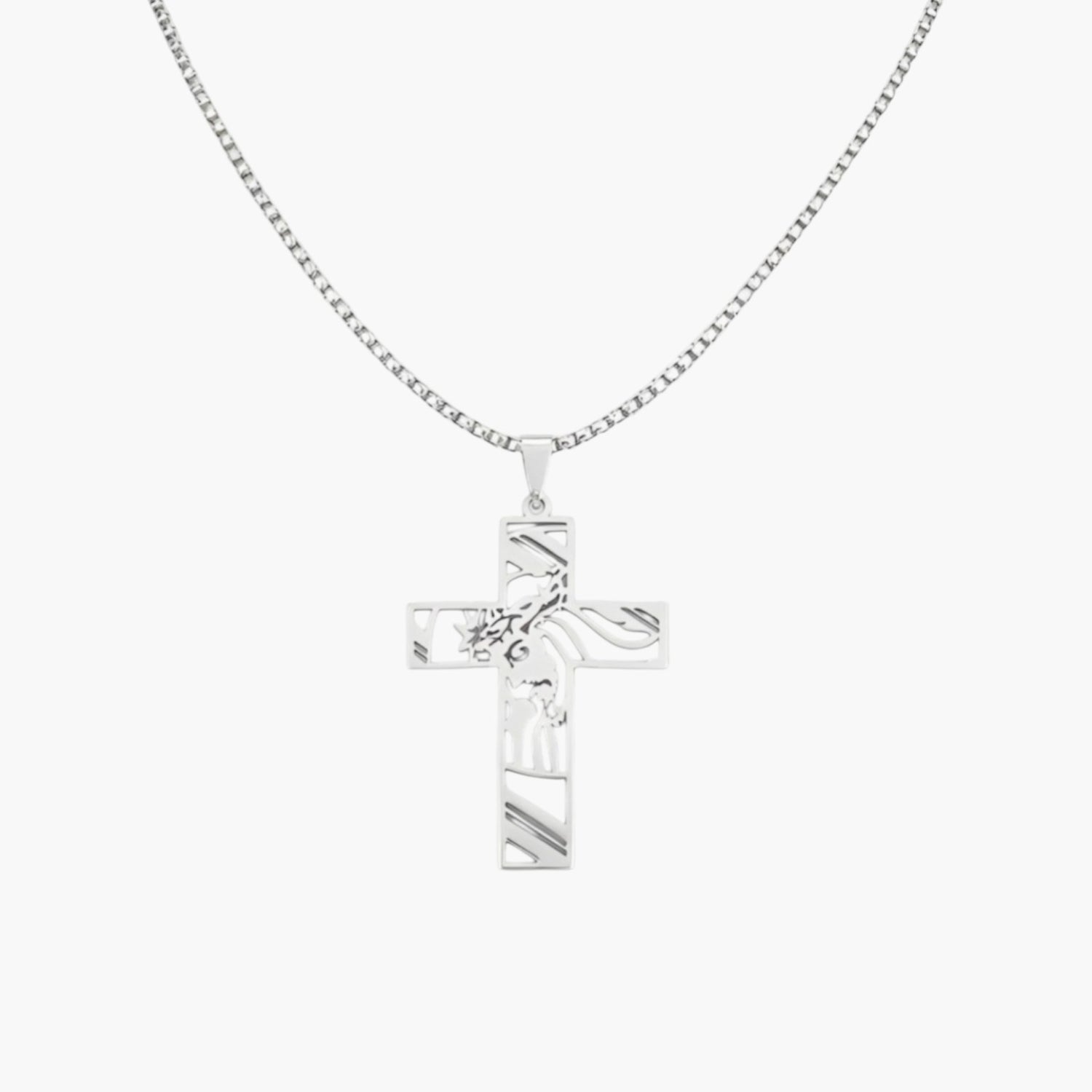 Colar Cruz Vazada em Aço Inoxidável