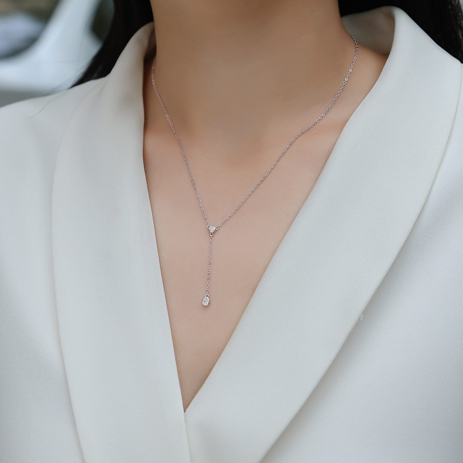 Colar Tassel em Prata 925 com Moissanite