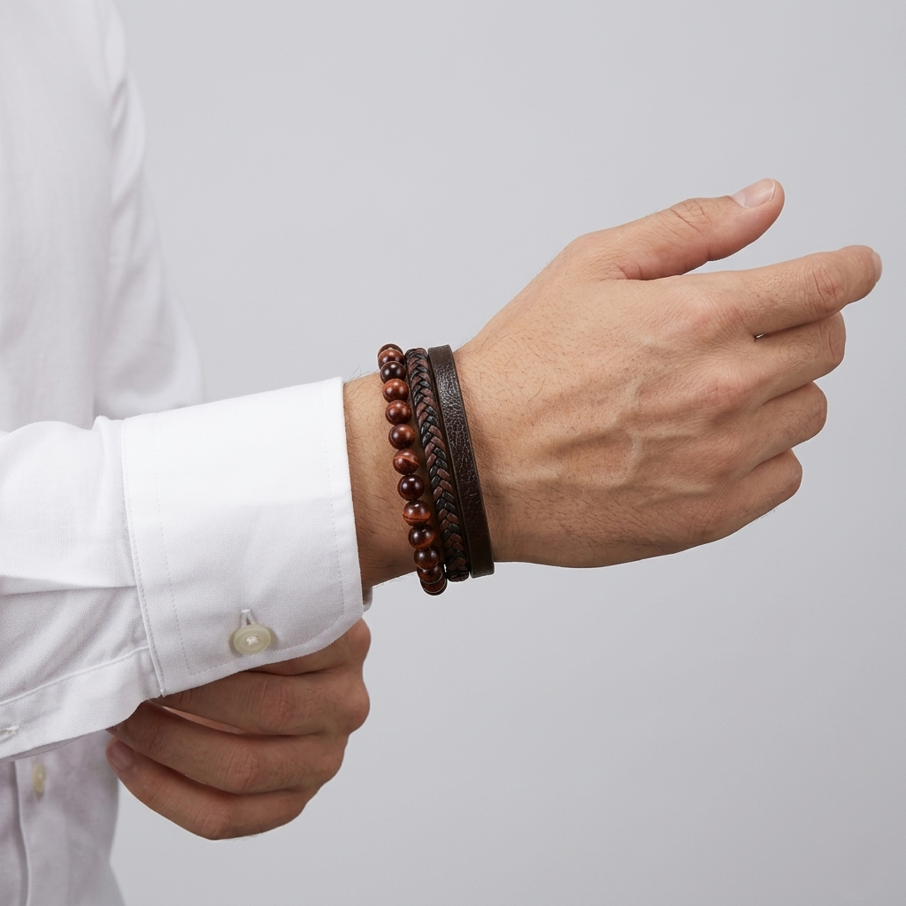 Pulsera de cuero y piedra natural