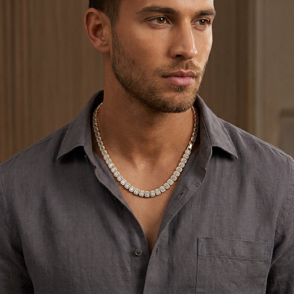 Baguette-Cut Zirconia Tennis Necklace