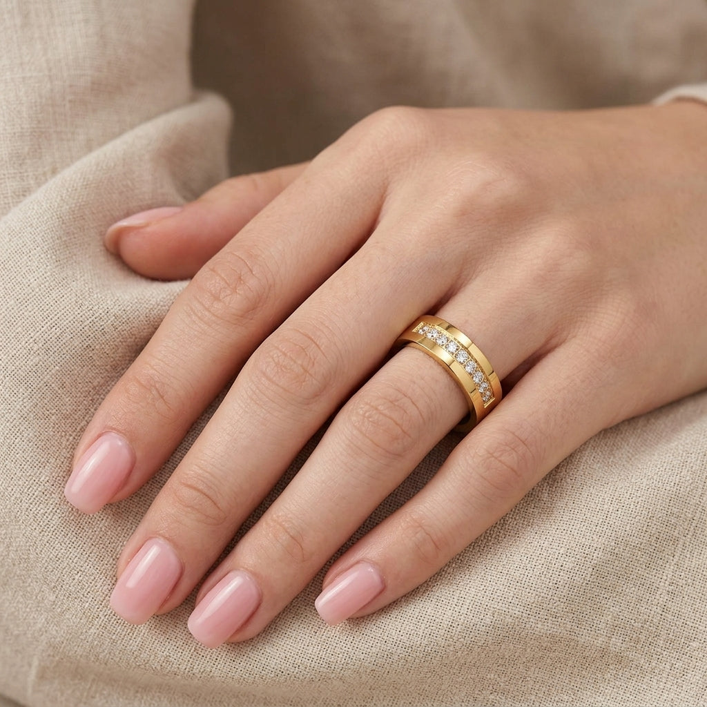 Stainless Steel Grooved Couple's Ring