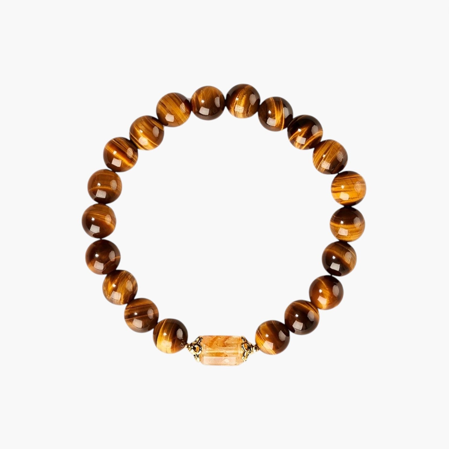 Pulseira em Pedra Natural Olho de Tigre e Citrino