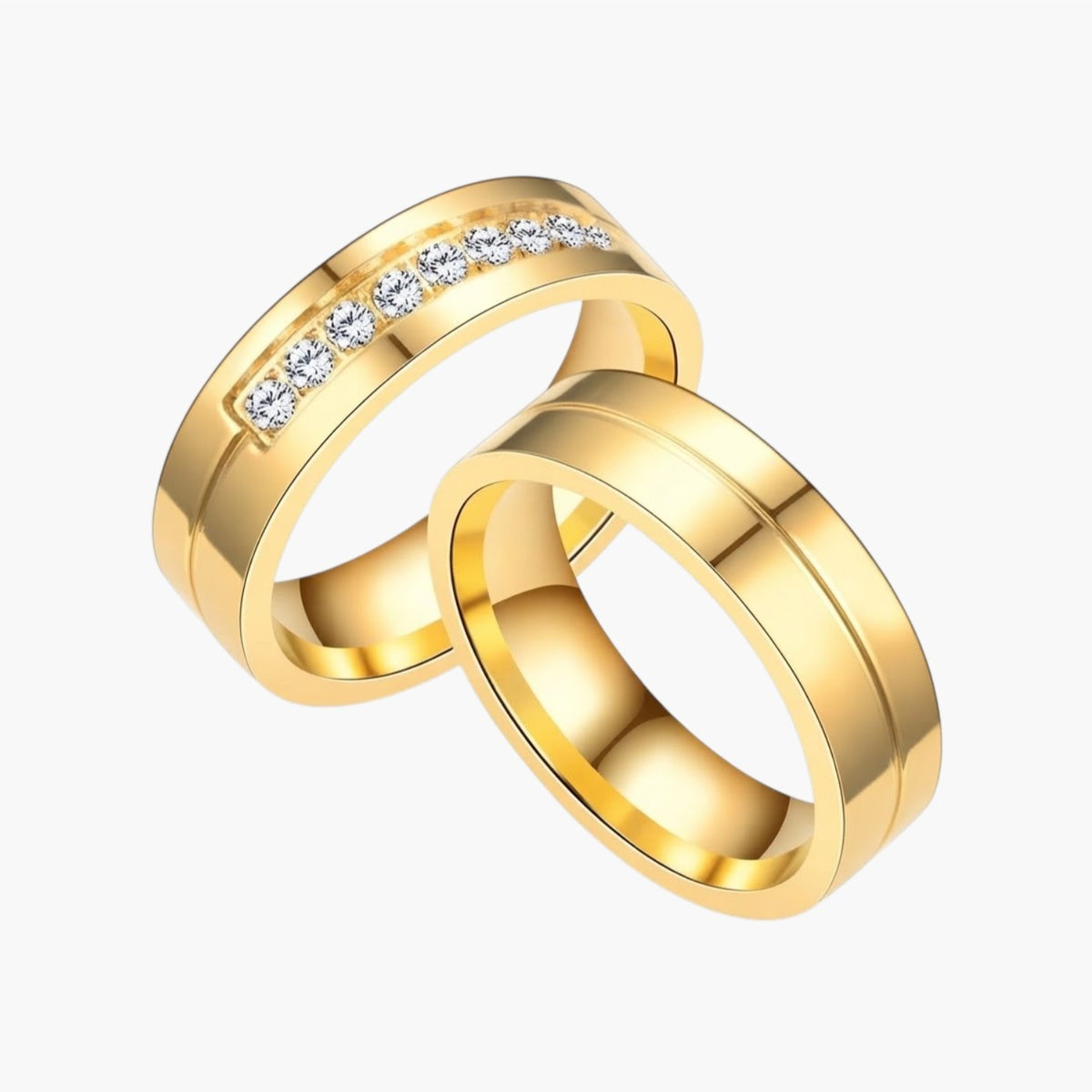 Stainless Steel Grooved Couple's Ring