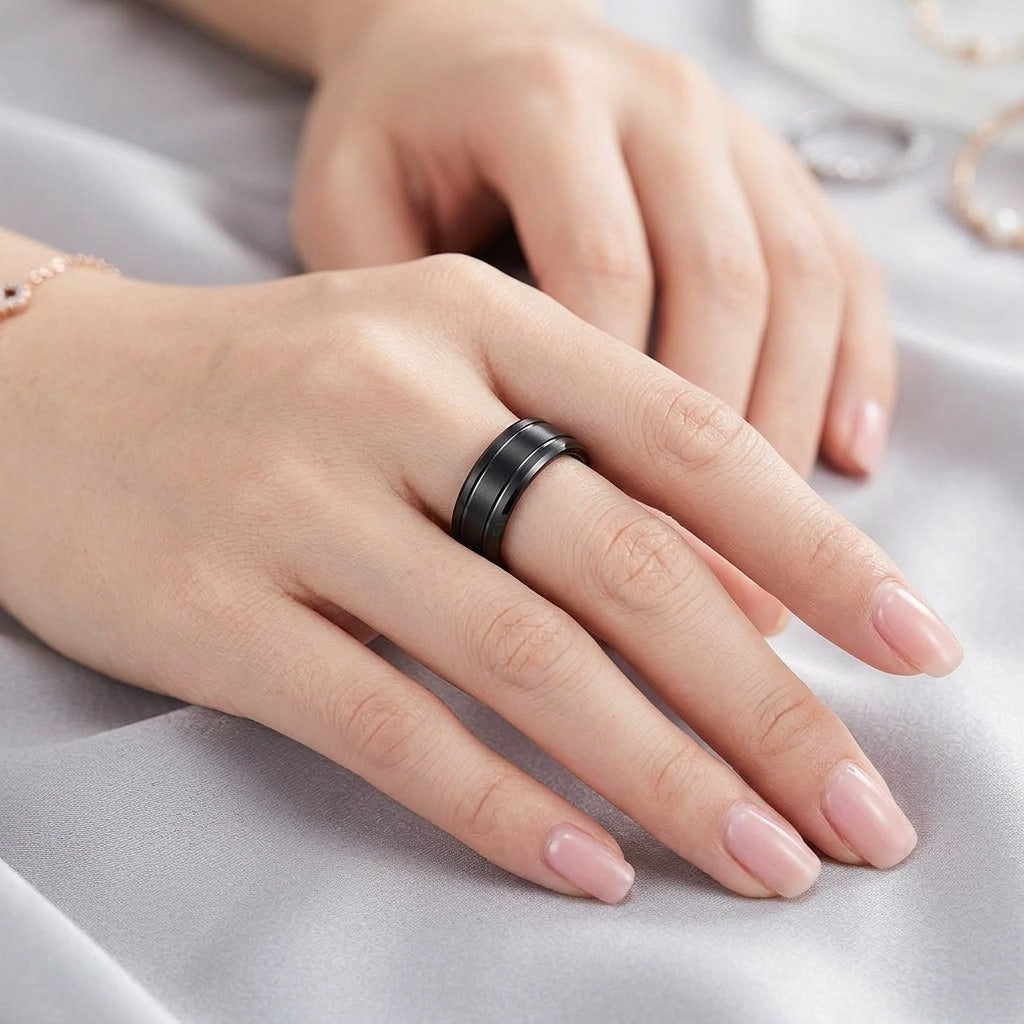 Tungsten Ring with Double Groove