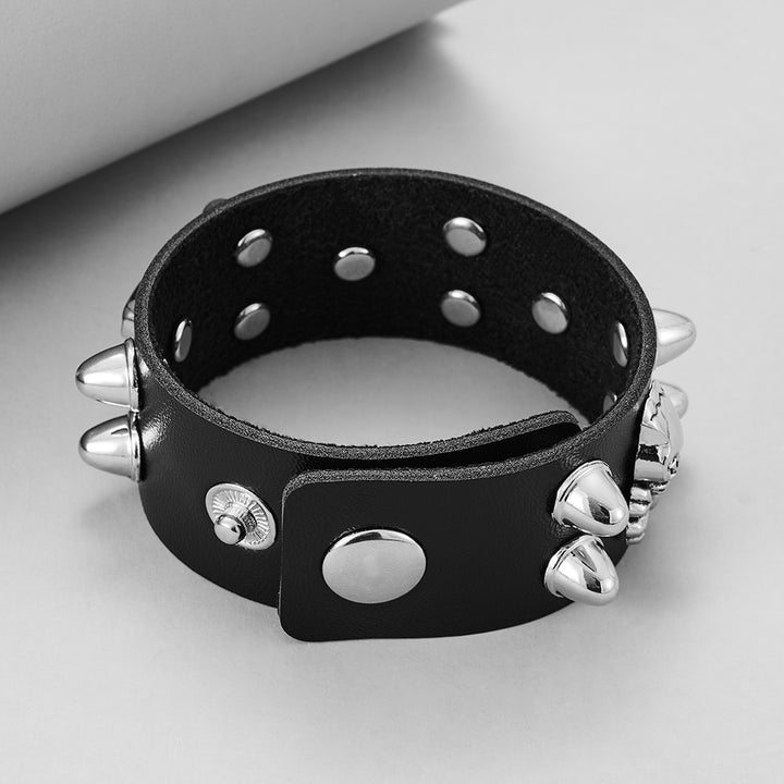 Pulseira Skull de Couro