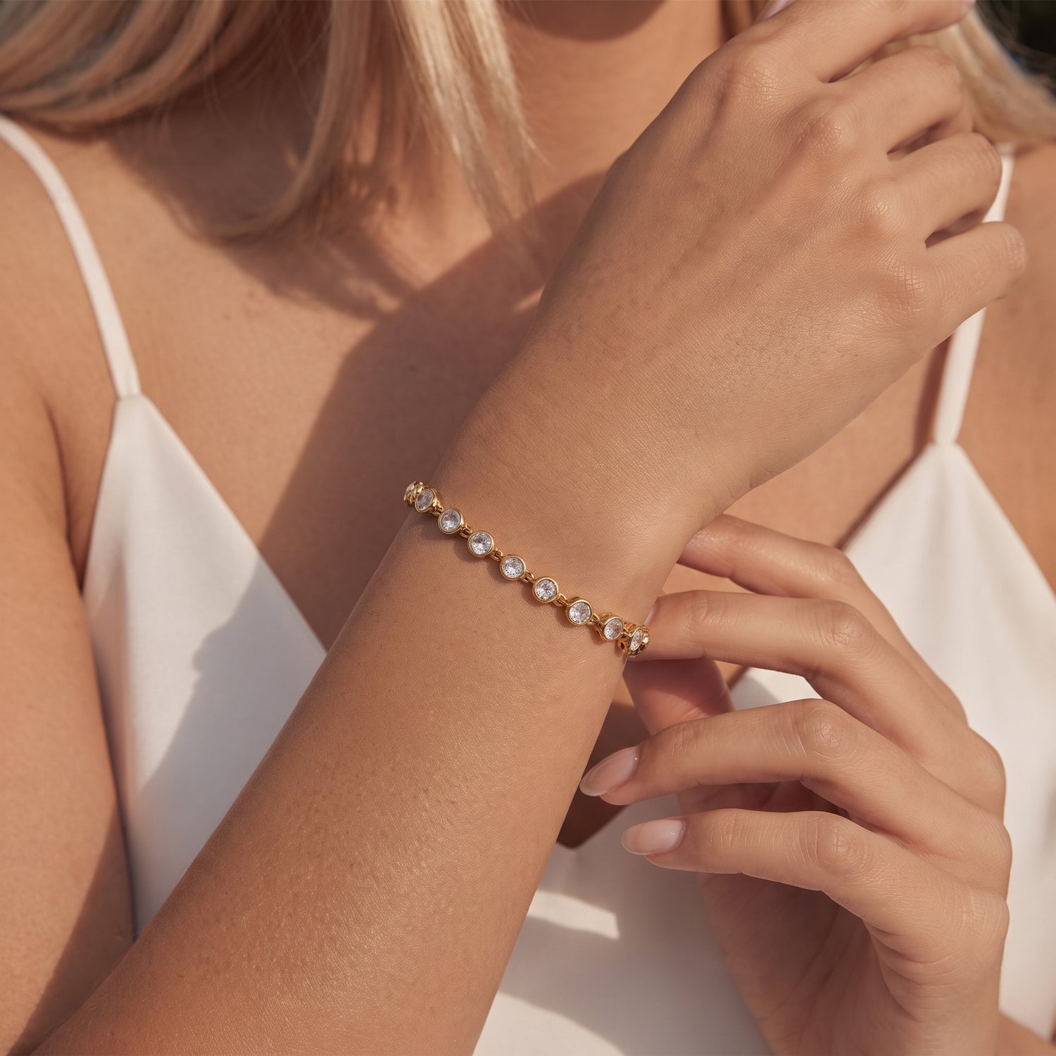 Pulseira Crystal Line em Aço Inoxidável
