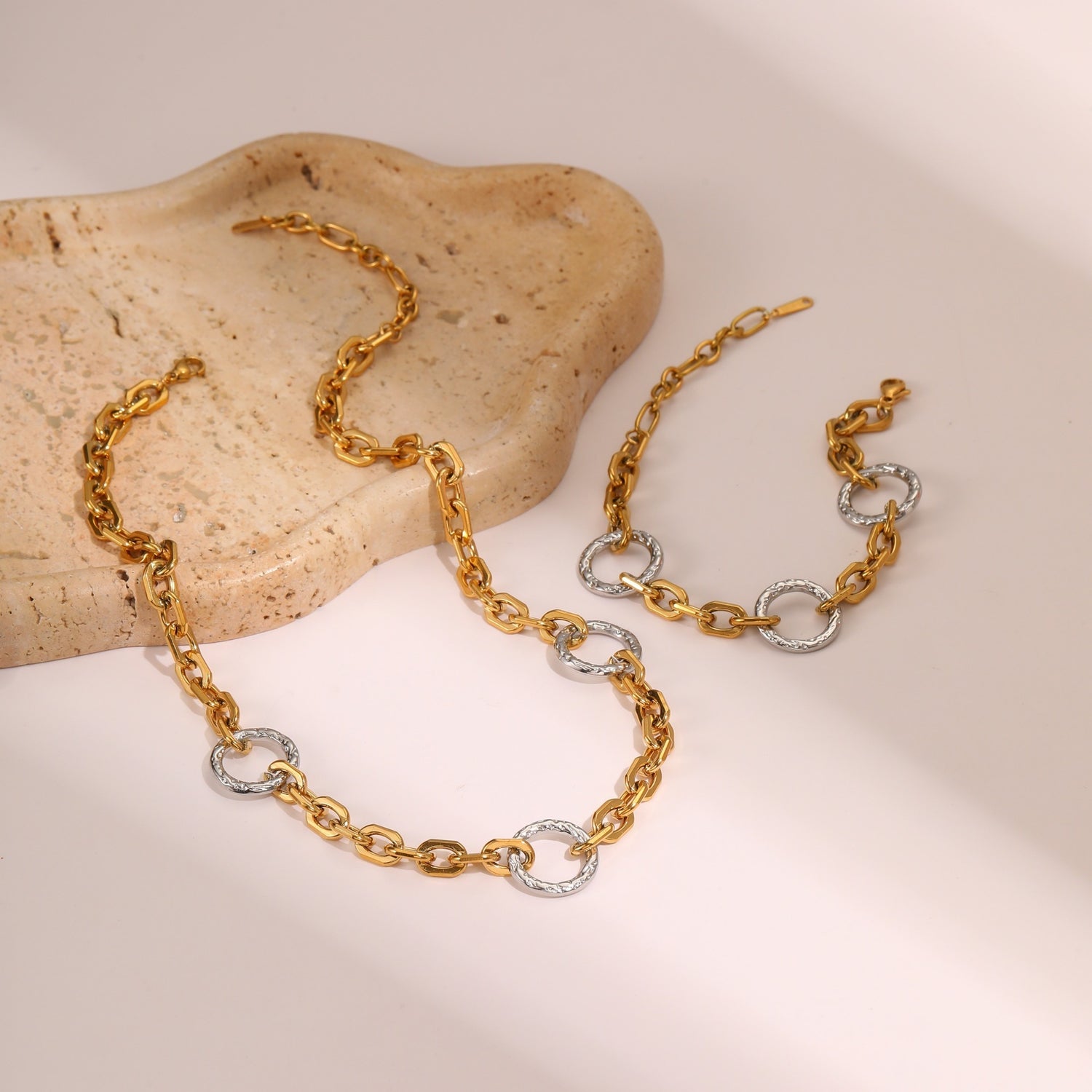 Pulseira e Colar em Aço Inoxidável