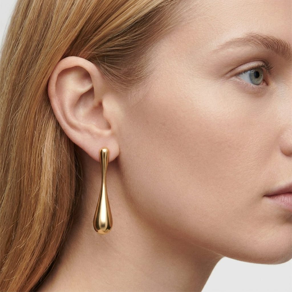 Gold-Tone Elongated Teardrop Earrings
