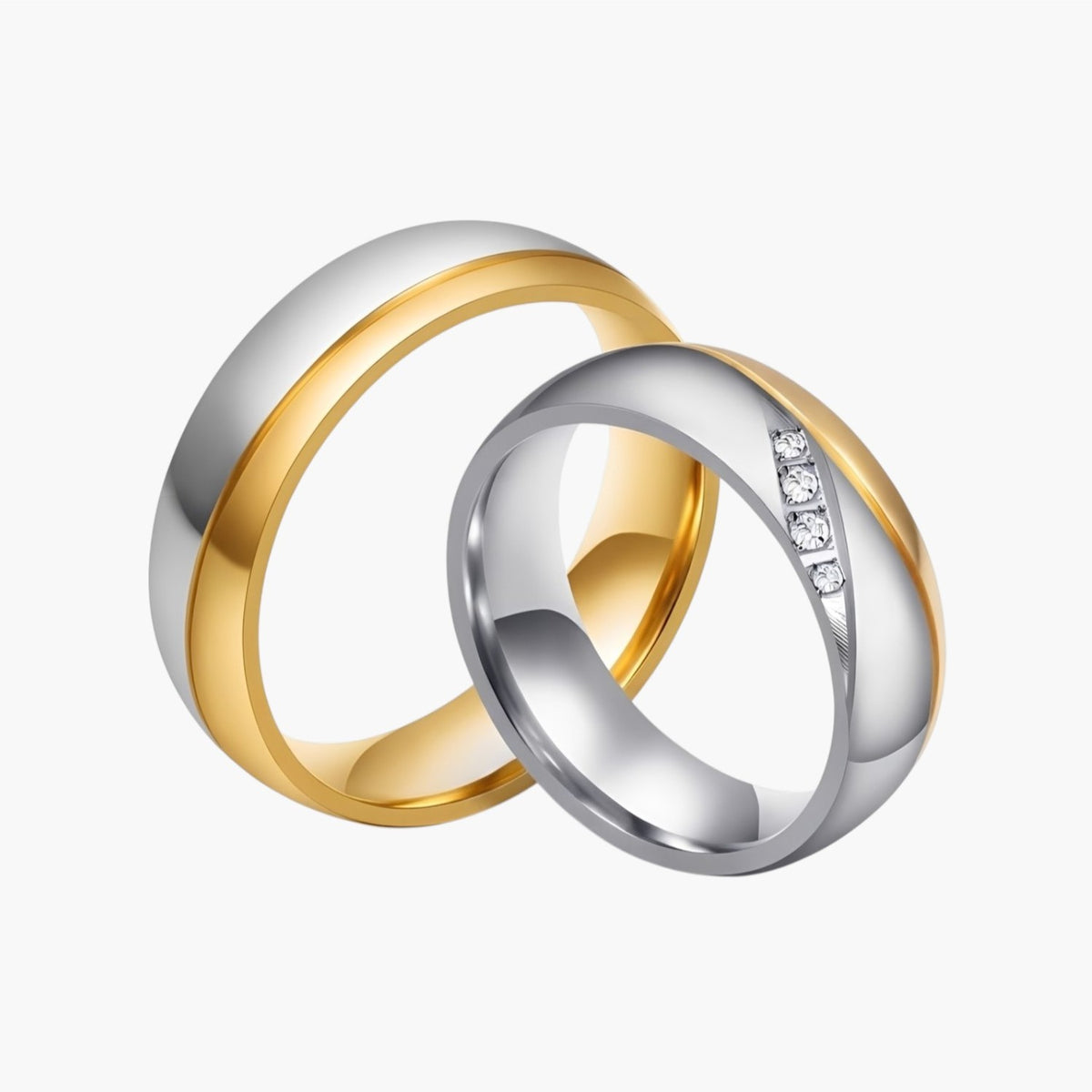 Two-Tone Stainless Steel Couple Ring