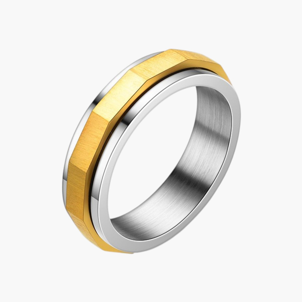 Stainless Steel Faceted Spinner Ring