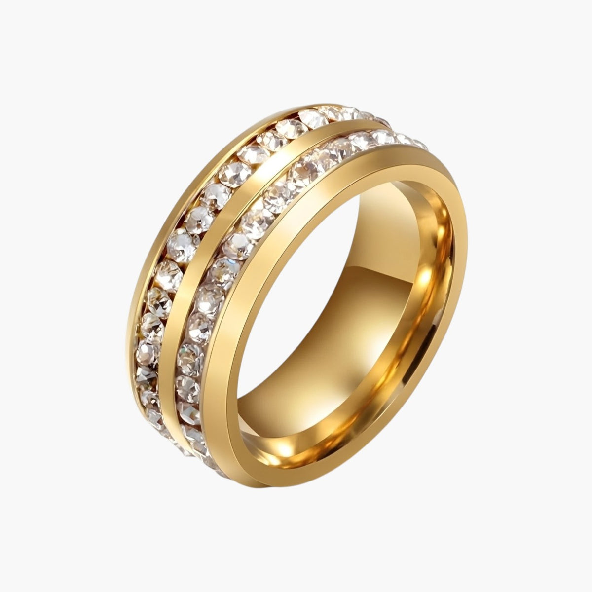 Stainless Steel Pavé Ring