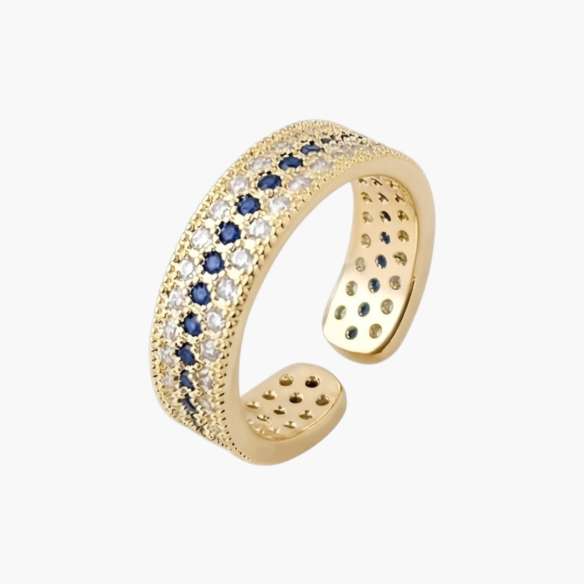 Three-Row Pavé Stainless Steel Ring