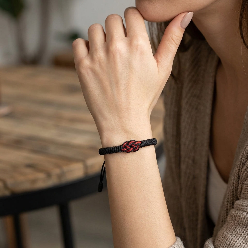 Pulseira da Sorte com Nó Tibetano