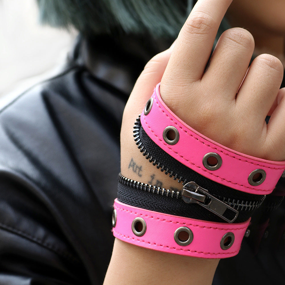 Pulseira Punk de Couro