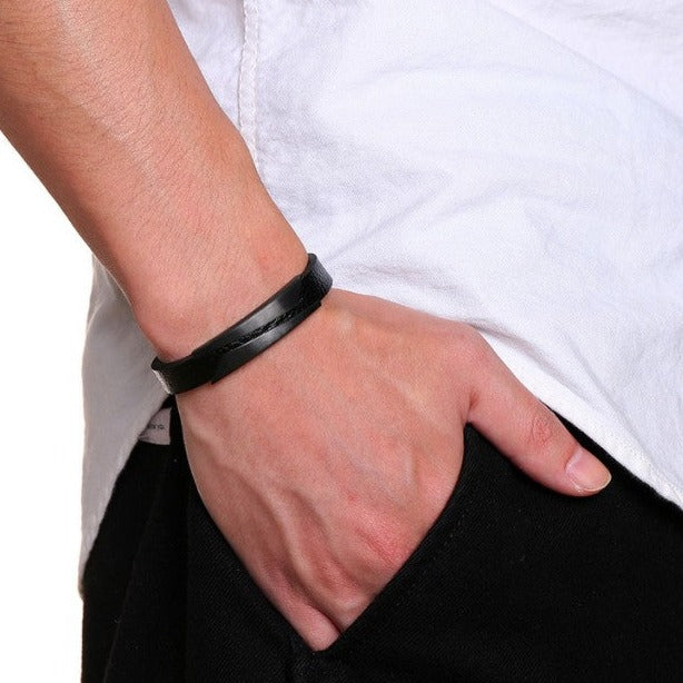 Leather and Stainless Steel Bracelet