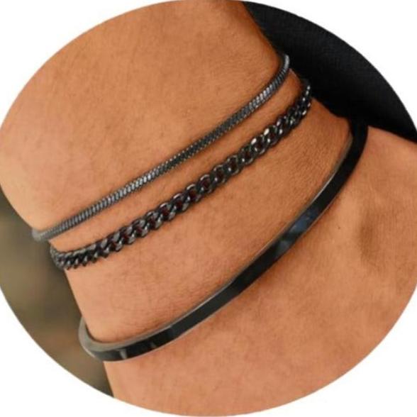 Conjunto de 3 Pulseiras em Aço Inoxidável