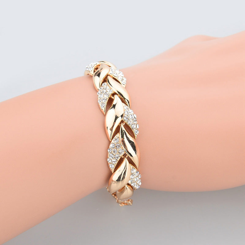 Pulseira Folha com Zircônia Cúbica