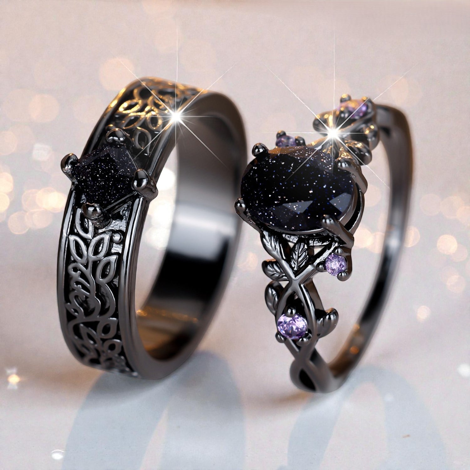 Conjunto Duo de Anéis com Opala e Zircónia