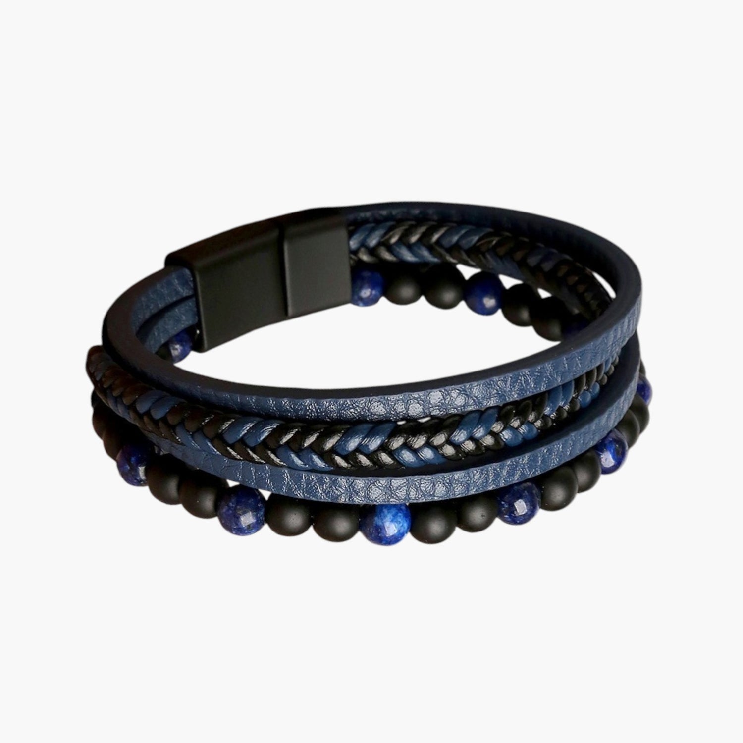 Pulseira de Couro e Pedra Natural