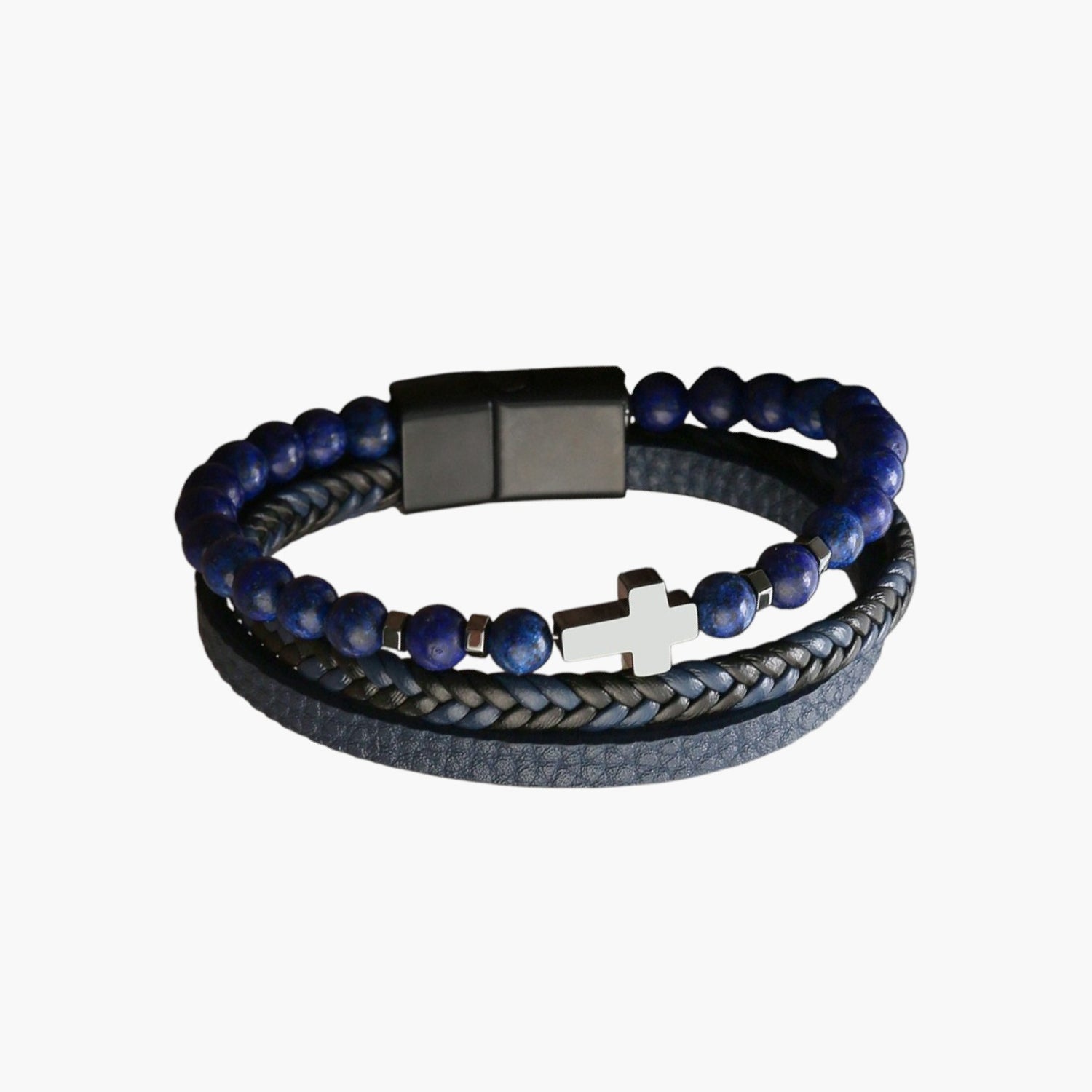 Pulseira de Couro e Pedra Natural