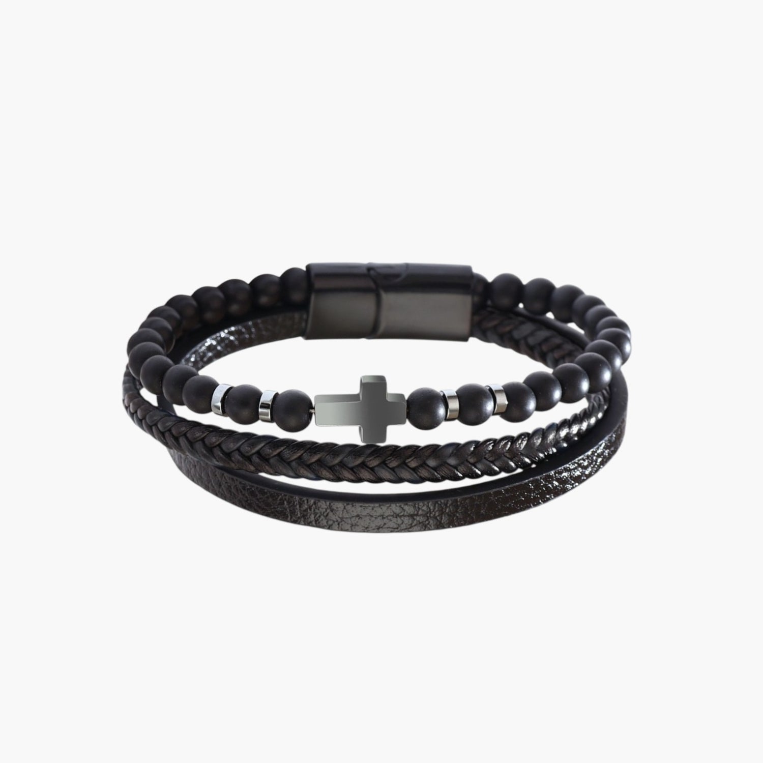 Pulseira de Couro e Pedra Natural