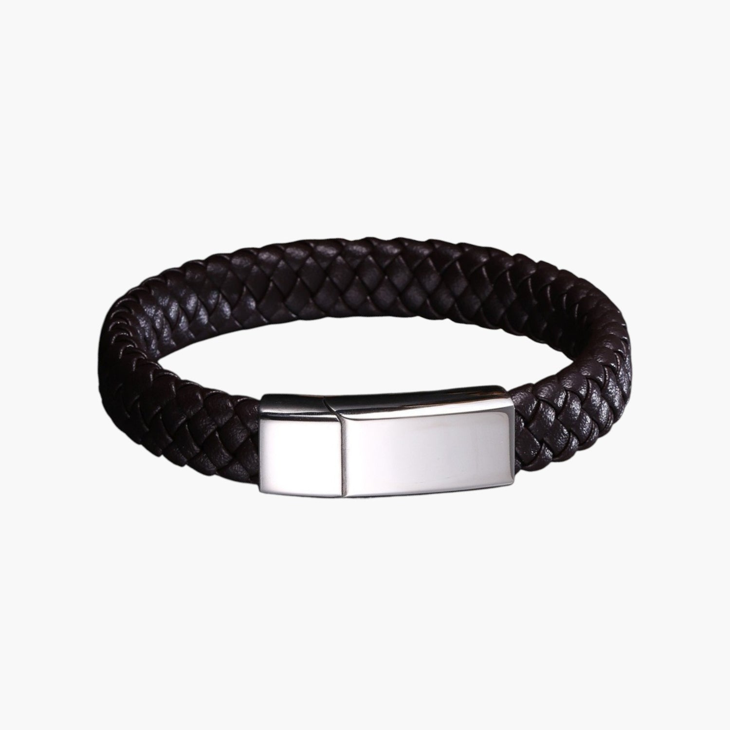 Pulseira Personalizada de Couro e Aço Inoxidável