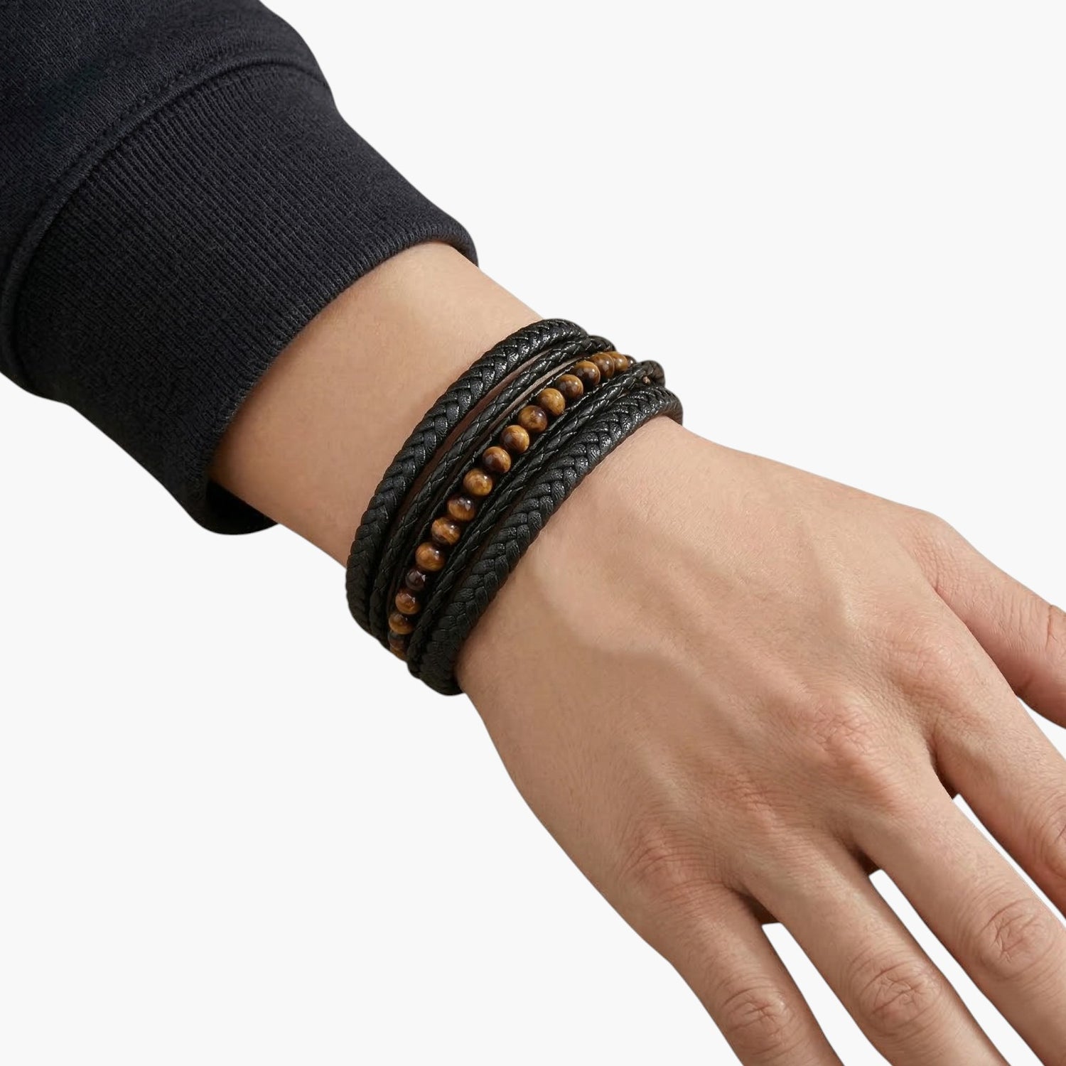 Pulsera de cuero y piedra natural